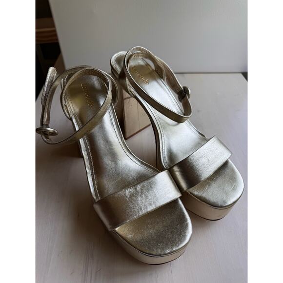 LARROUDE Dolly Sandal In Gold Metallic Leather size 10 - Picture 5 of 12